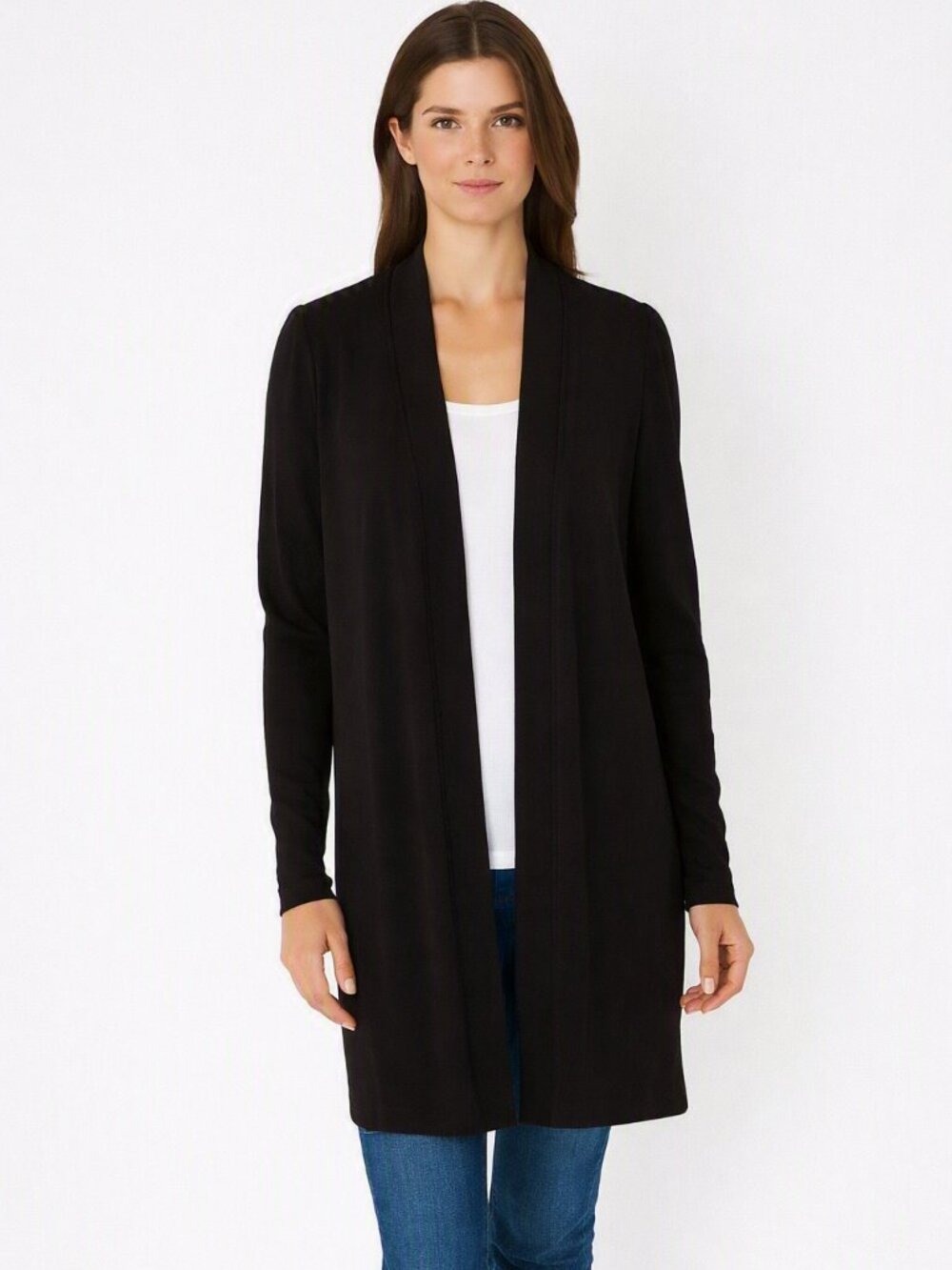 NWT Magaschoni Luxe Black Open-Front Cardigan | Size M